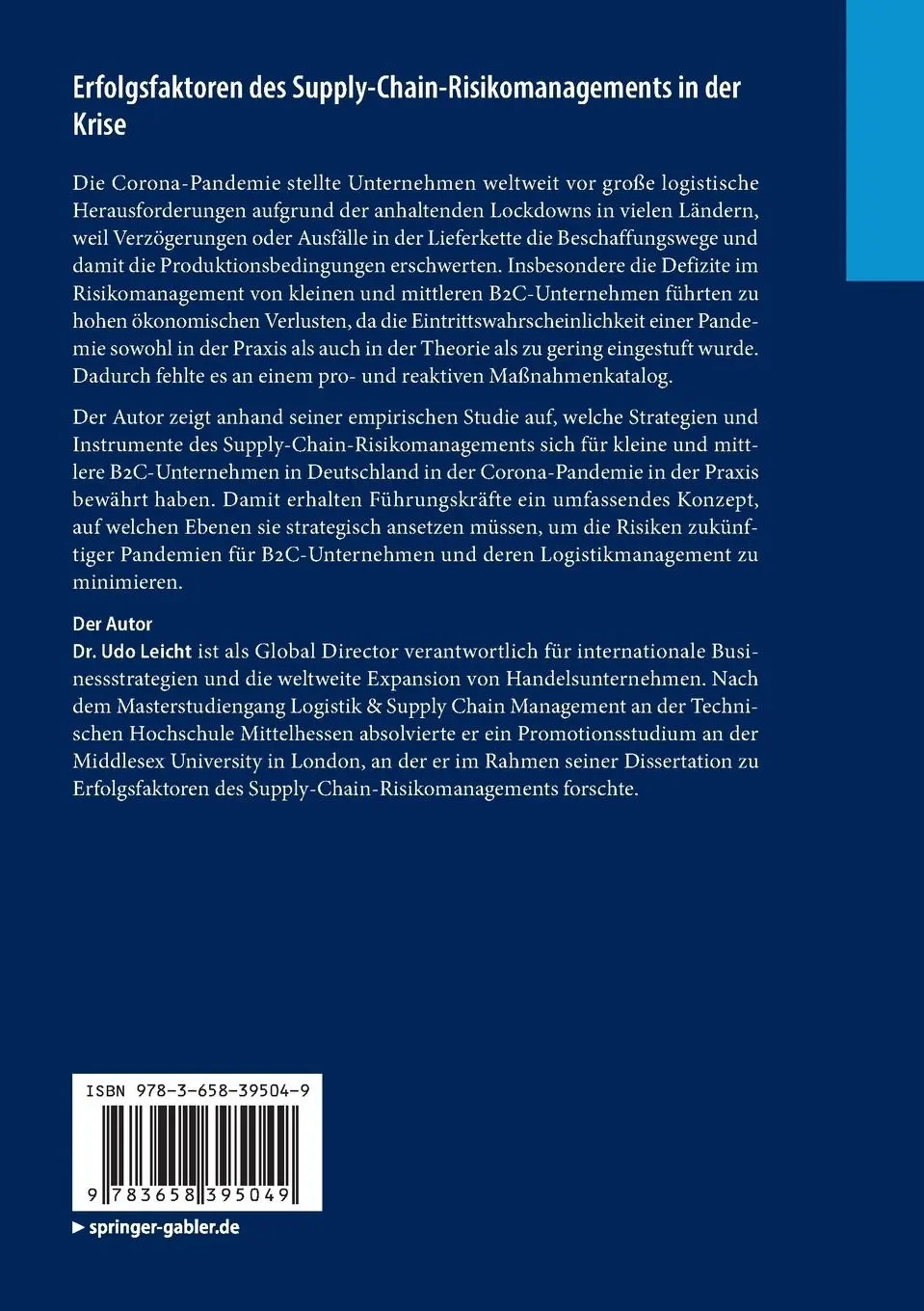 Rückseite: 9783658395049 | Erfolgsfaktoren des Supply-Chain-Risikomanagements in der Krise | Buch