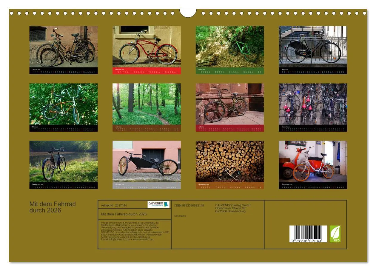 Bild: 9783516025149 | Mit dem Fahrrad durch 2026 (Wandkalender 2026 DIN A3 quer),...