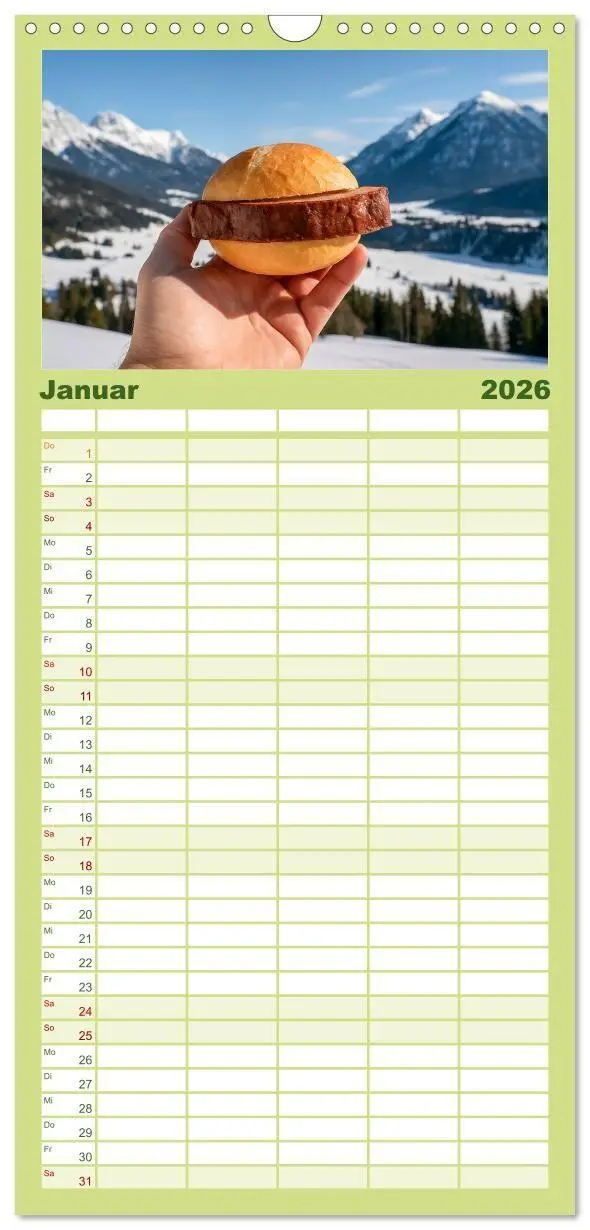 Bild: 9783516715149 | Familienplaner 2026 - Leberkäse-Kalender - Die Leberkässemmel aus...
