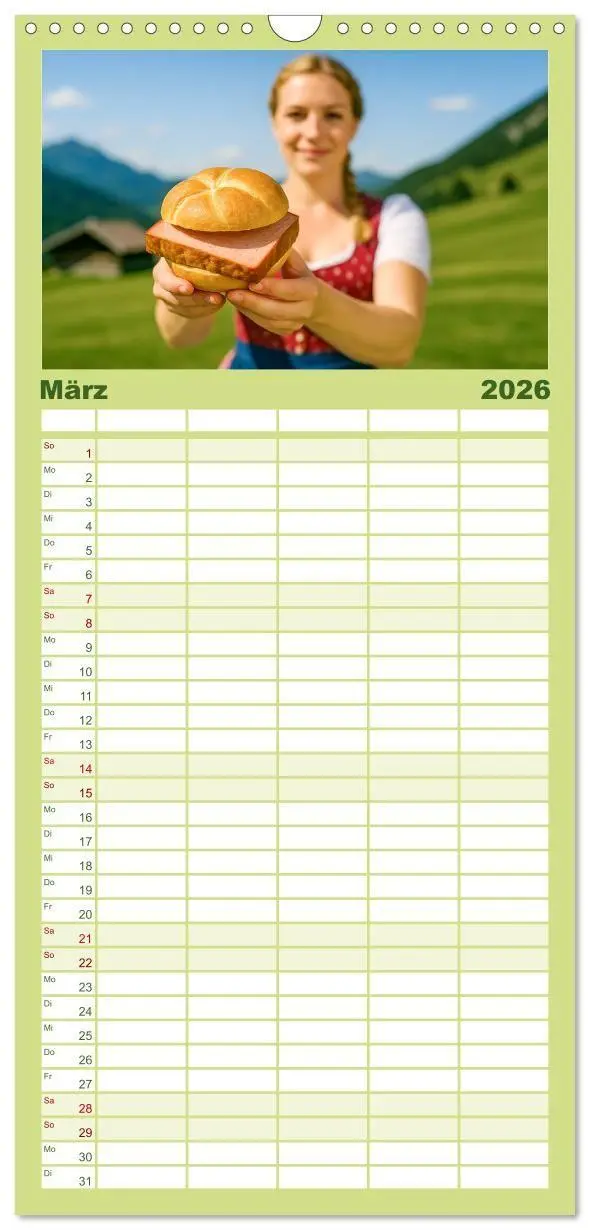 Bild: 9783516715149 | Familienplaner 2026 - Leberkäse-Kalender - Die Leberkässemmel aus...