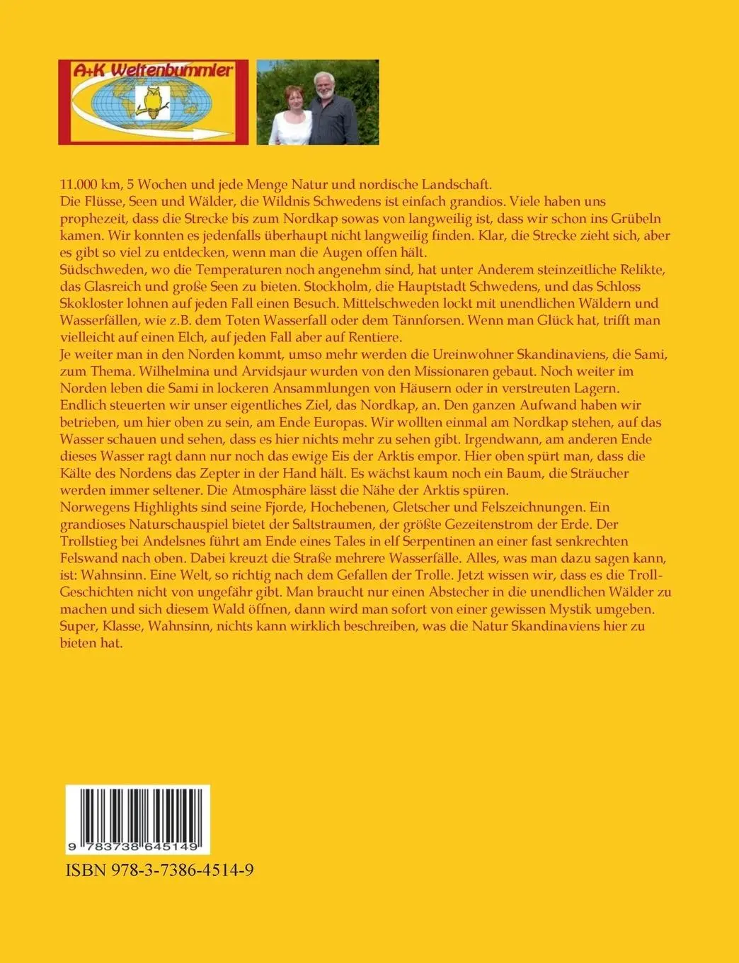 Rückseite: 9783738645149 | Schweden+Norwegen | A K Weltenbummler | Taschenbuch | 116 S. | Deutsch
