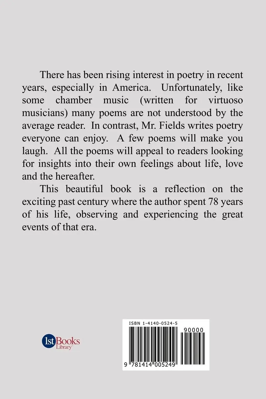 Rückseite: 9781414005249 | Reflections on a Long Life | The Poetry of John Fields | Fields | Buch