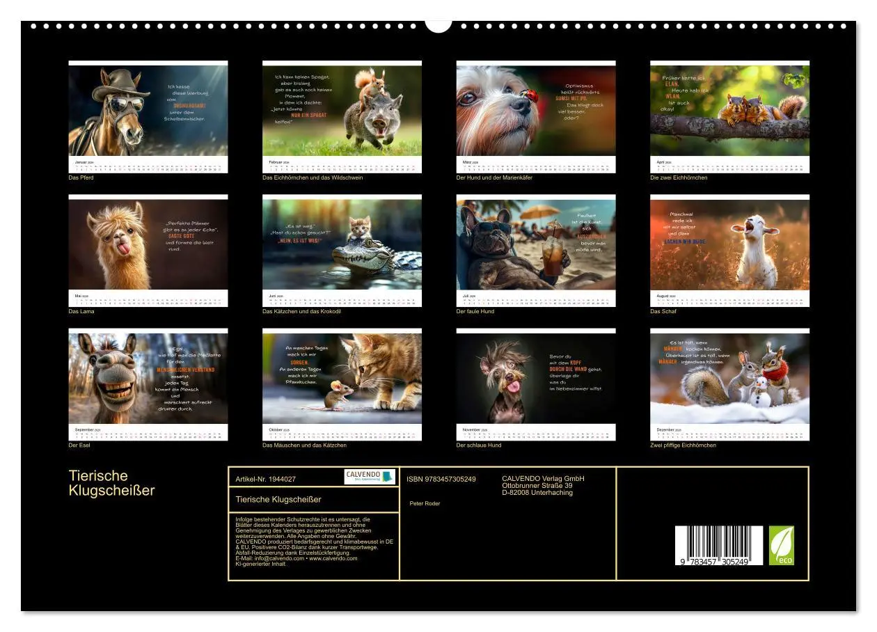 Bild: 9783457305249 | Tierische Klugscheißer (hochwertiger Premium Wandkalender 2026 DIN...