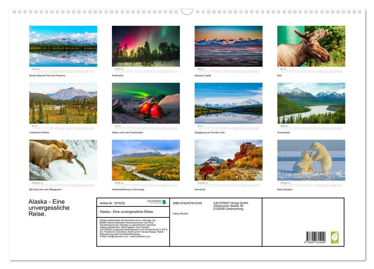 Bild: 9783457615249 | Alaska - Eine unvergessliche Reise. (Wandkalender 2026 DIN A2...