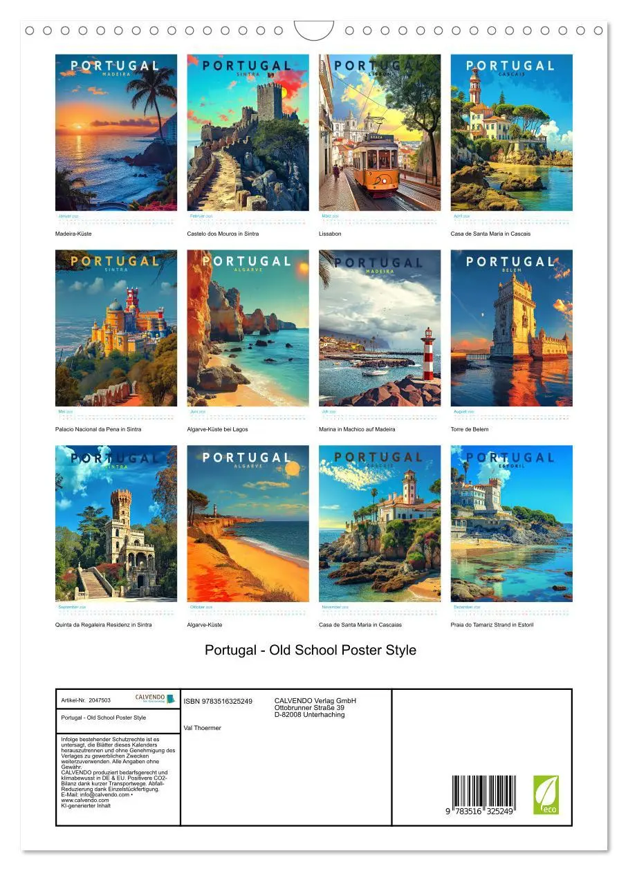 Bild: 9783516325249 | Portugal - Old School Poster Style (Wandkalender 2026 DIN A3 hoch),...