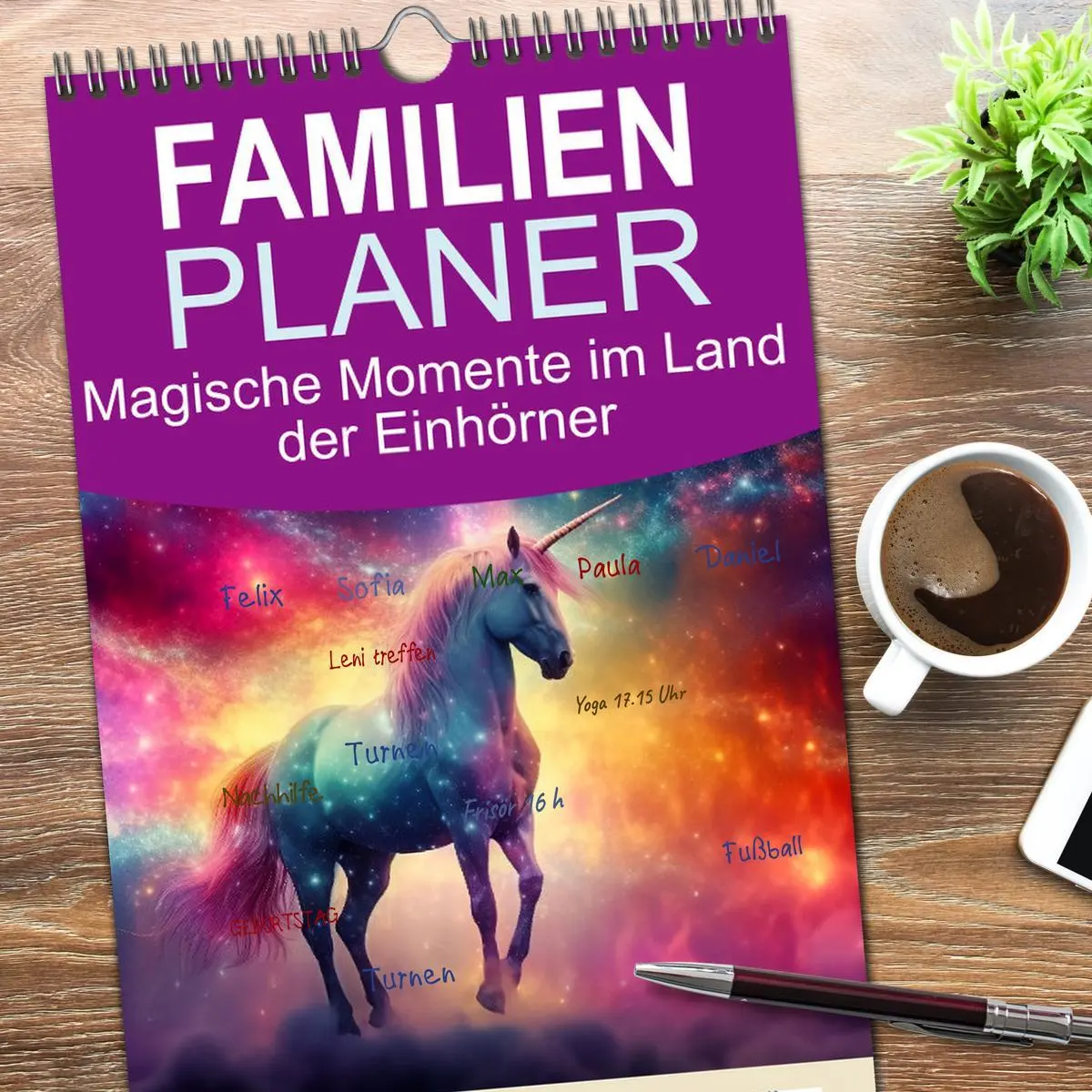 Bild: 9783516495249 | Familienplaner 2026 - Magische Momente im Land der Einhörner mit 5...