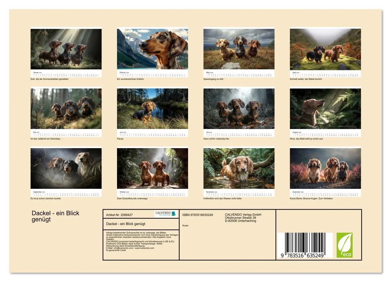 Bild: 9783516635249 | Dackel - ein Blick genügt (Wandkalender 2026 DIN A4 quer), CALVENDO...