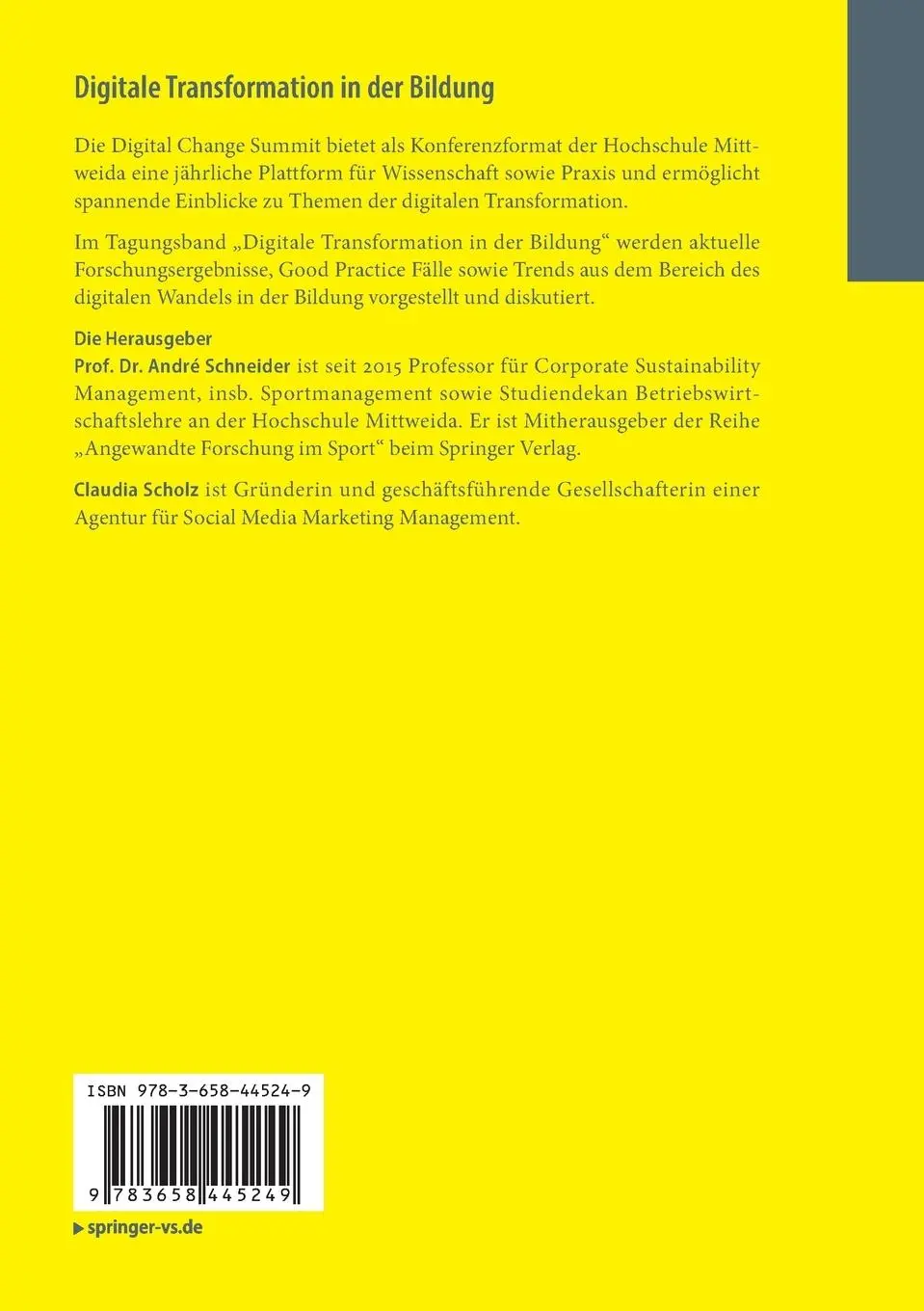 Rückseite: 9783658445249 | Digitale Transformation in der Bildung | Digital Change Summit 2022