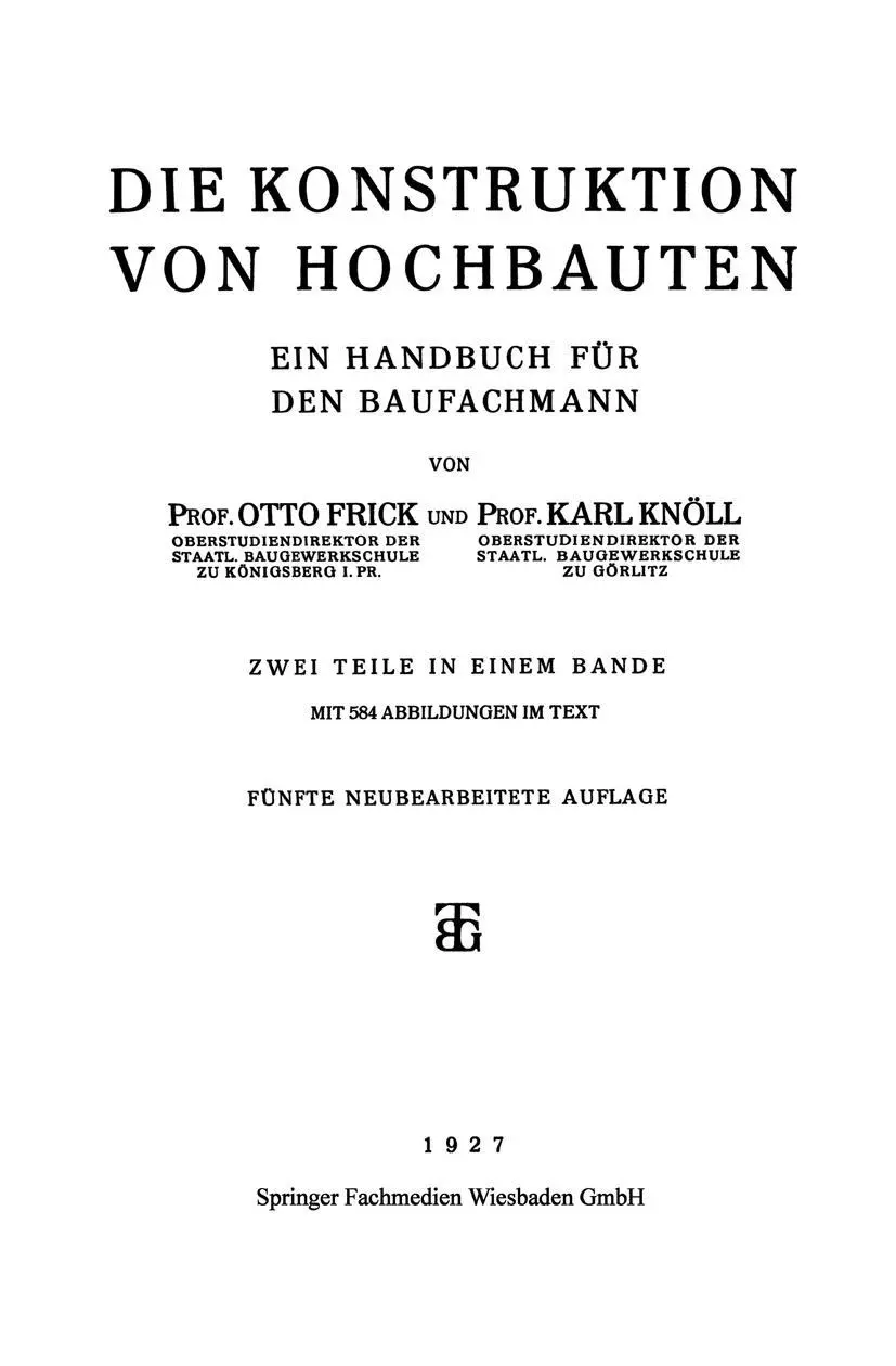 Cover: 9783663155249 | Die Konstruktion von Hochbauten | Ein Handbuch für den Baufachmann | x