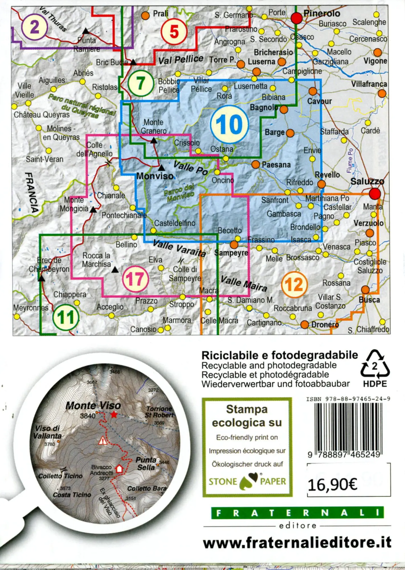 Bild: 9788897465249 | Valle Po - Monviso 1 : 25 000 | (Land-)Karte | Fraternali Wanderkarte