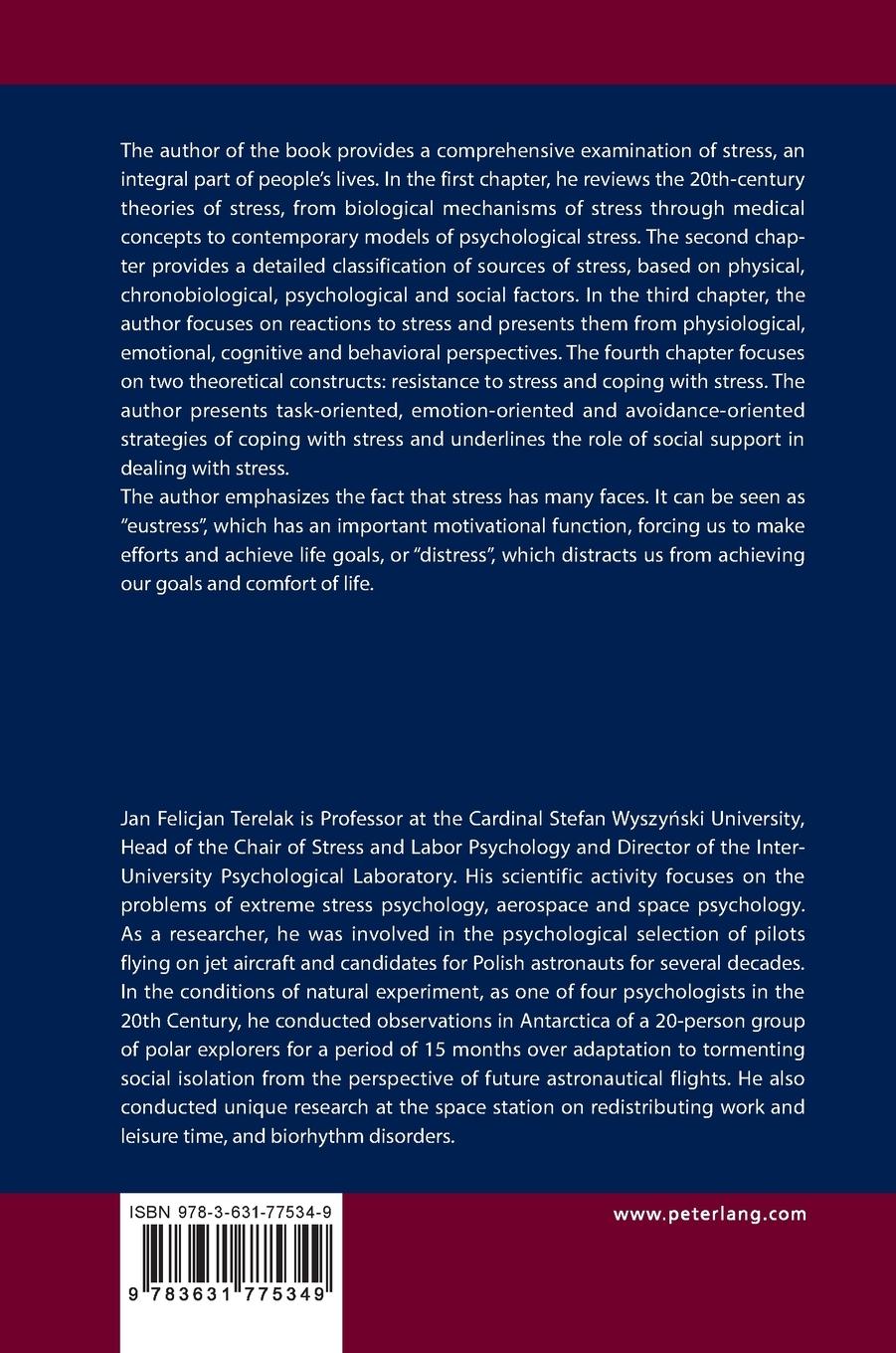 Rückseite: 9783631775349 | Eustress and Distress: Reactivation | Jan Felicjan Terelak | Buch
