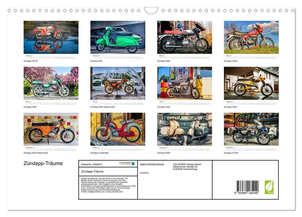 Bild: 9783569185449 | Zündapp-Träume (Wandkalender 2027 DIN A3 quer), CALVENDO...
