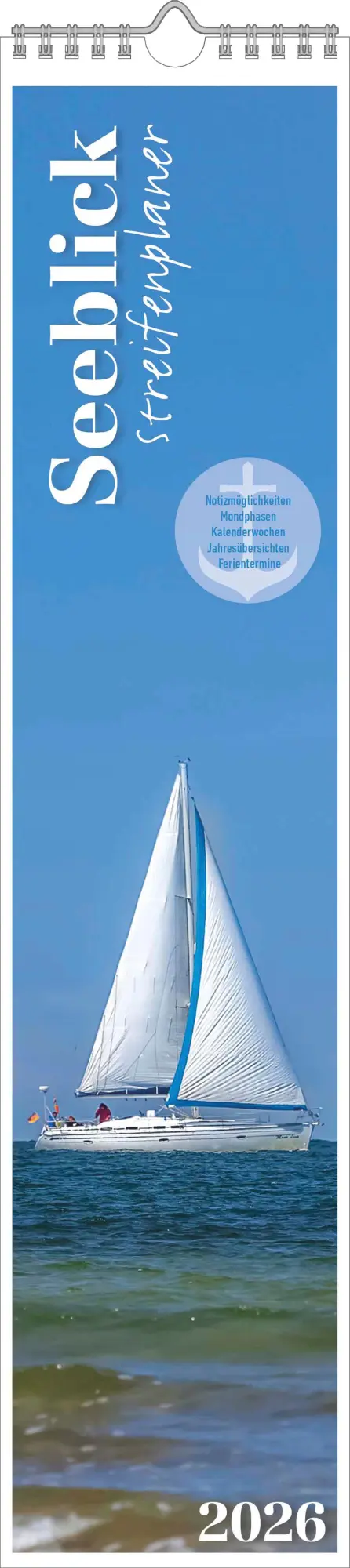 Cover: 4069095005549 | Streifenplaner Seeblick 2026 - Streifen-Kalender 11,3x49x5 cm -...
