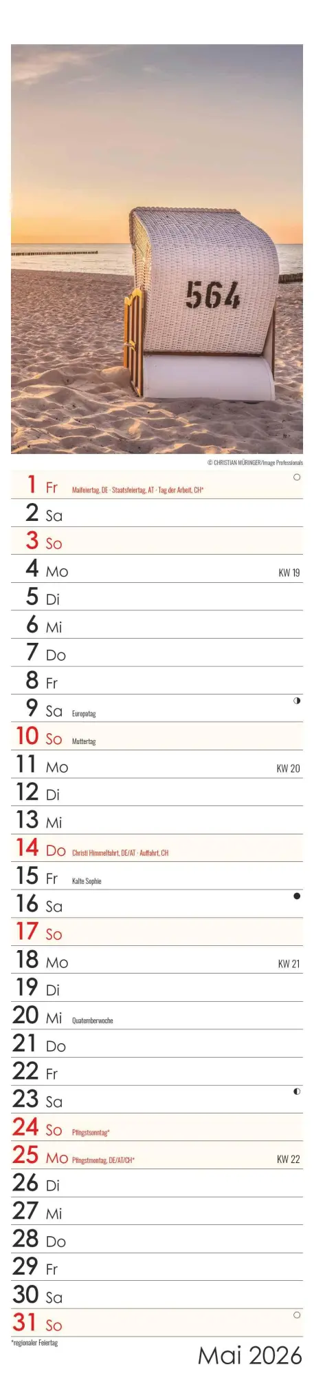 Bild: 4069095005549 | Streifenplaner Seeblick 2026 - Streifen-Kalender 11,3x49x5 cm -...