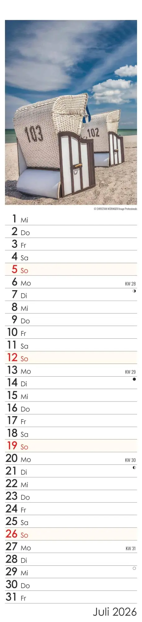 Bild: 4069095005549 | Streifenplaner Seeblick 2026 - Streifen-Kalender 11,3x49x5 cm -...