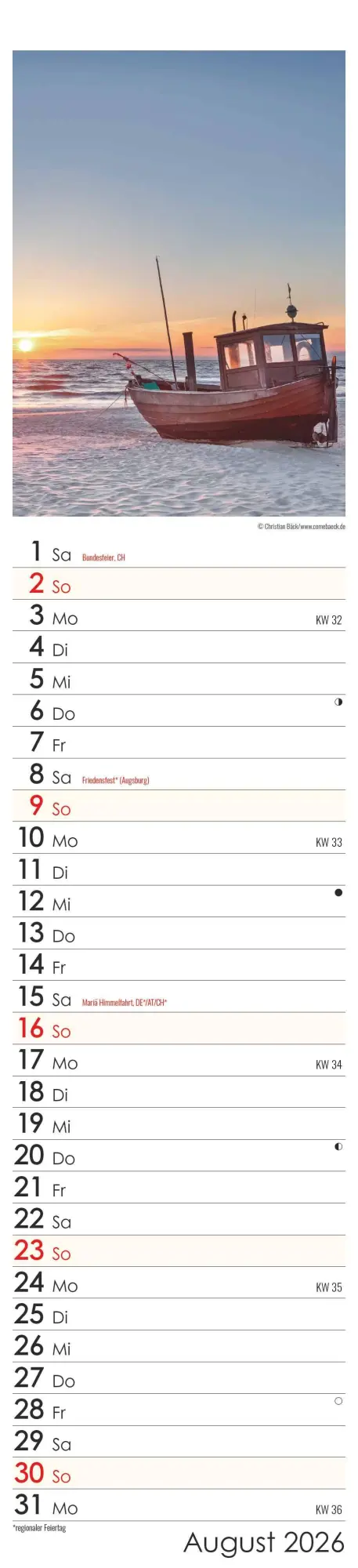 Bild: 4069095005549 | Streifenplaner Seeblick 2026 - Streifen-Kalender 11,3x49x5 cm -...