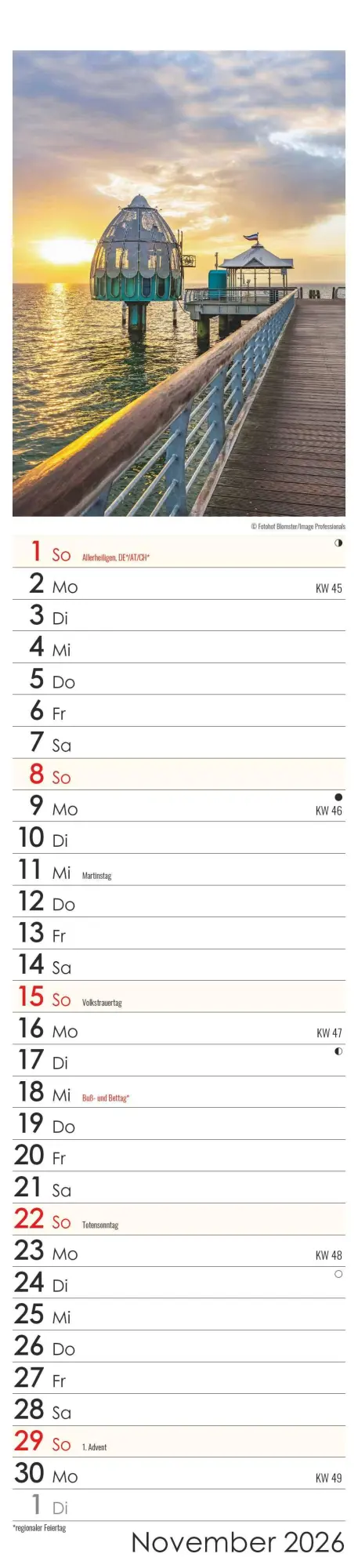 Bild: 4069095005549 | Streifenplaner Seeblick 2026 - Streifen-Kalender 11,3x49x5 cm -...