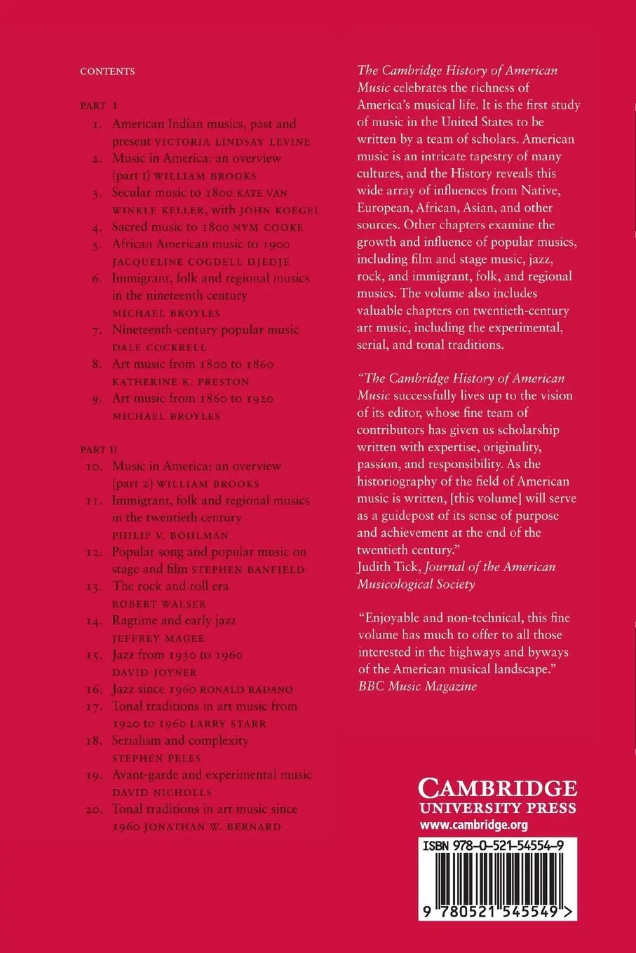 Rückseite: 9780521545549 | The Cambridge History of American Music | David Nicholls | Taschenbuch