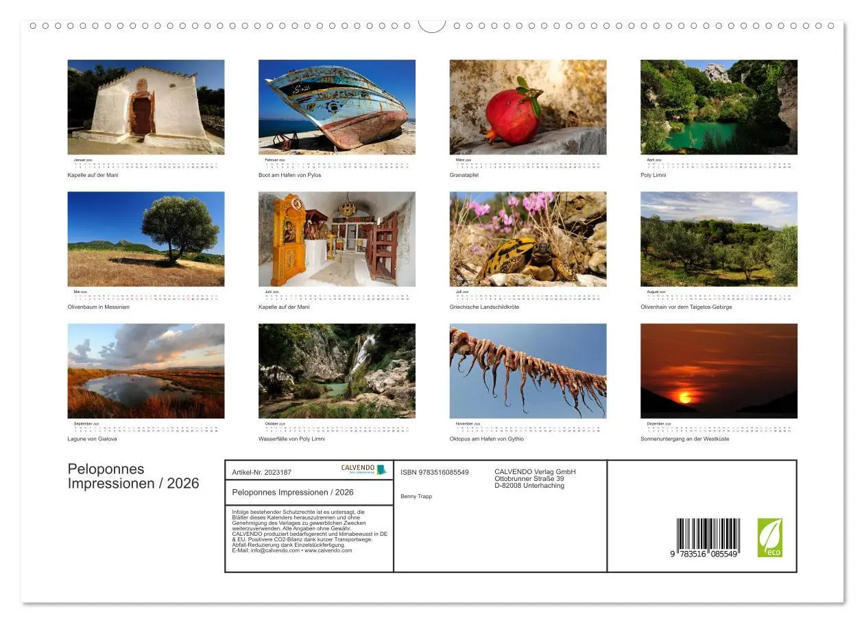Bild: 9783516085549 | Peloponnes Impressionen / 2026 (hochwertiger Premium Wandkalender...