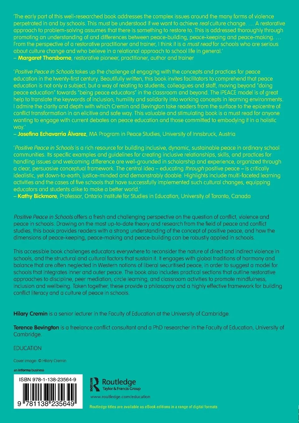 Rückseite: 9781138235649 | Positive Peace in Schools | Hilary Cremin (u. a.) | Taschenbuch | 2017