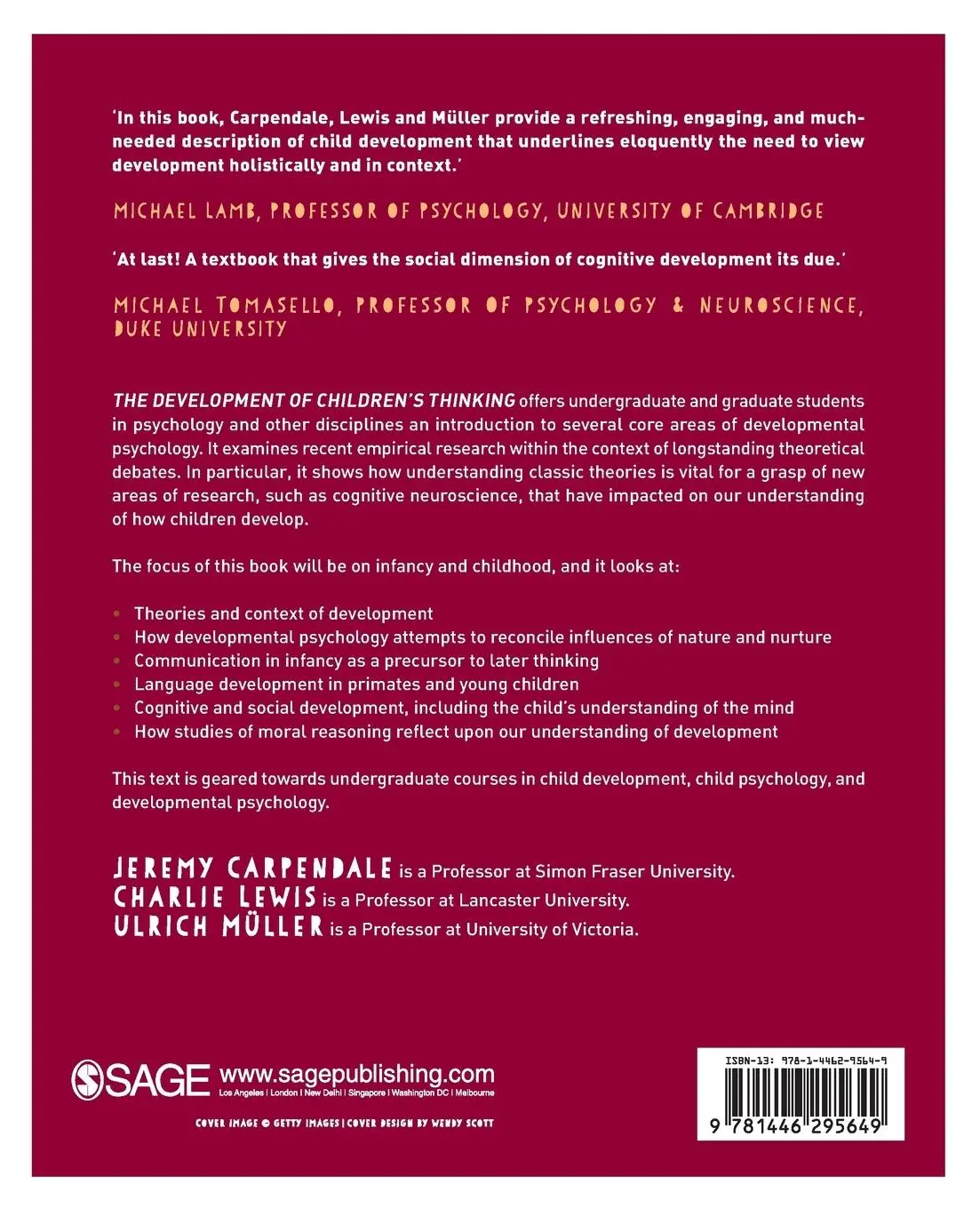 Rückseite: 9781446295649 | The Development of Children's Thinking | Jeremy Carpendale (u. a.)