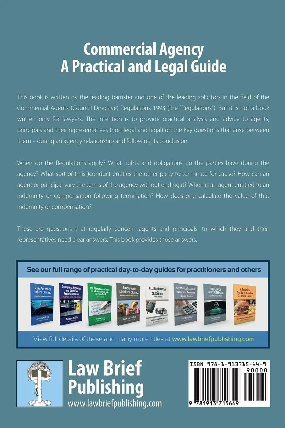 Rückseite: 9781913715649 | Commercial Agency - A Practical and Legal Guide | Oliver Segal (u. a.)