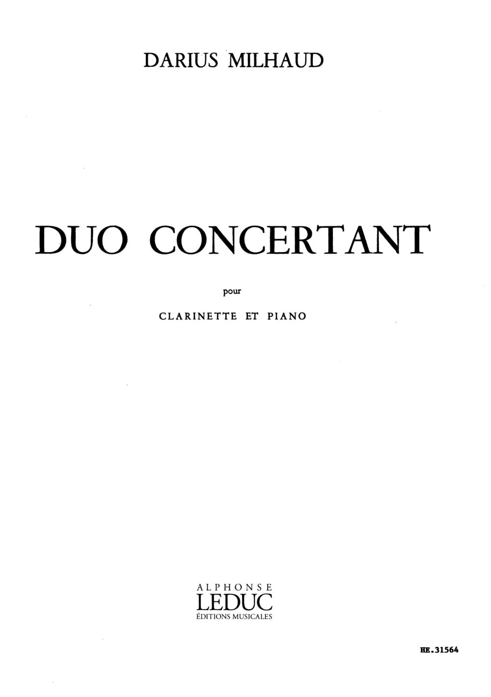 Cover: 9790047315649 | Duo Concertant Op.351 | Darius Milhaud | Buch | EAN 9790047315649