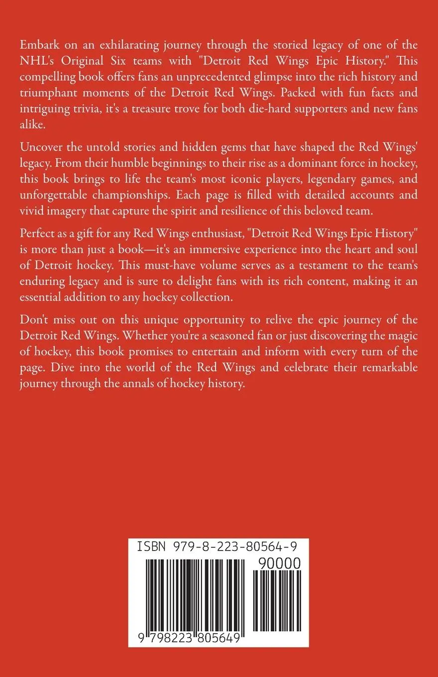 Rückseite: 9798223805649 | Detroit Red Wings Epic History | Epic History | Taschenbuch | Englisch