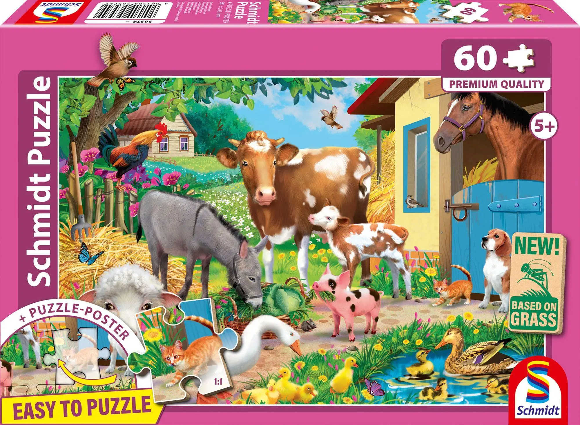 Cover: 4001504565749 | Bauernhof Tiere | Kinderpuzzle Graspappe Standard 60 Teile | Spiel