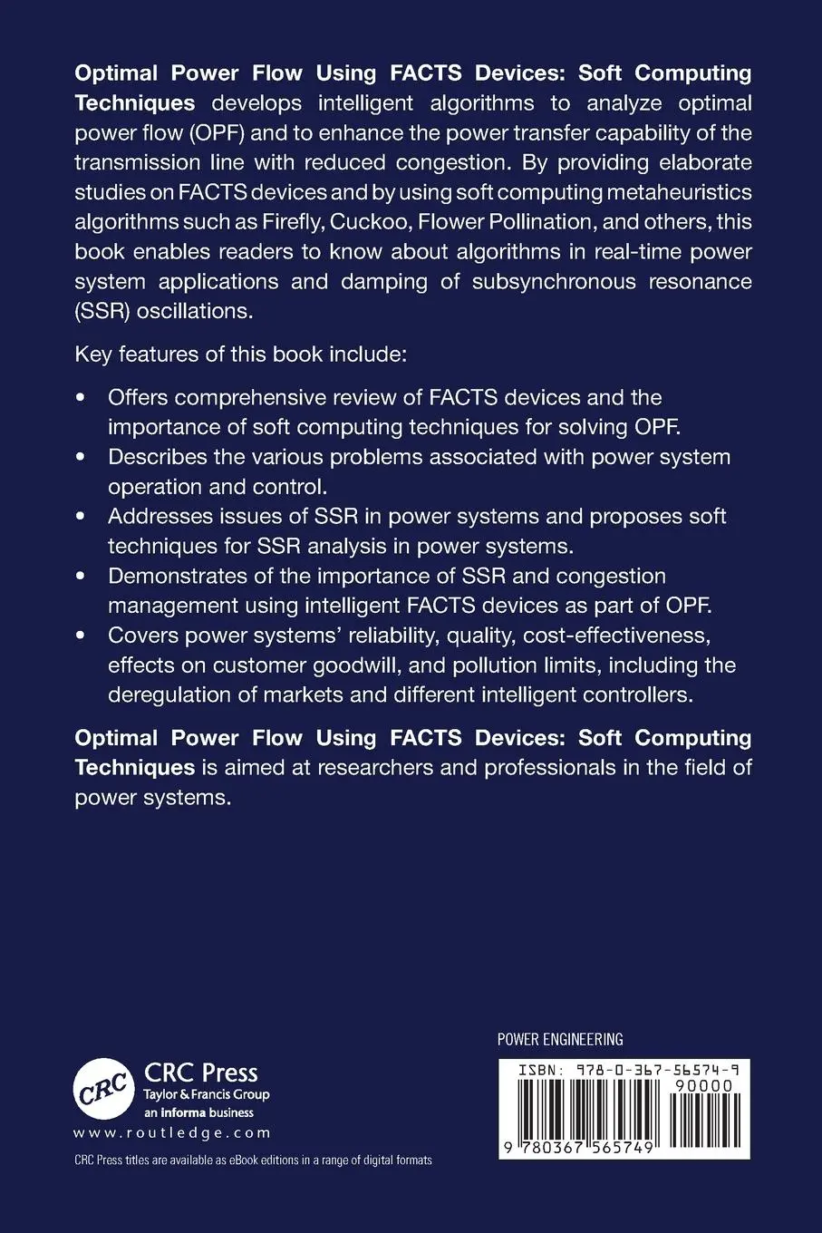 Rückseite: 9780367565749 | Optimal Power Flow Using FACTS Devices | Soft Computing Techniques