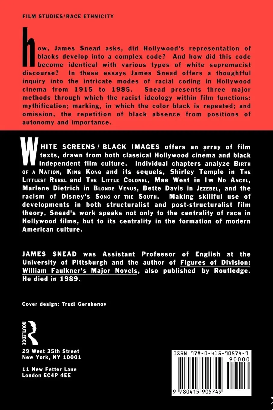 Rückseite: 9780415905749 | White Screens/Black Images | Hollywood From the Dark Side | Snead