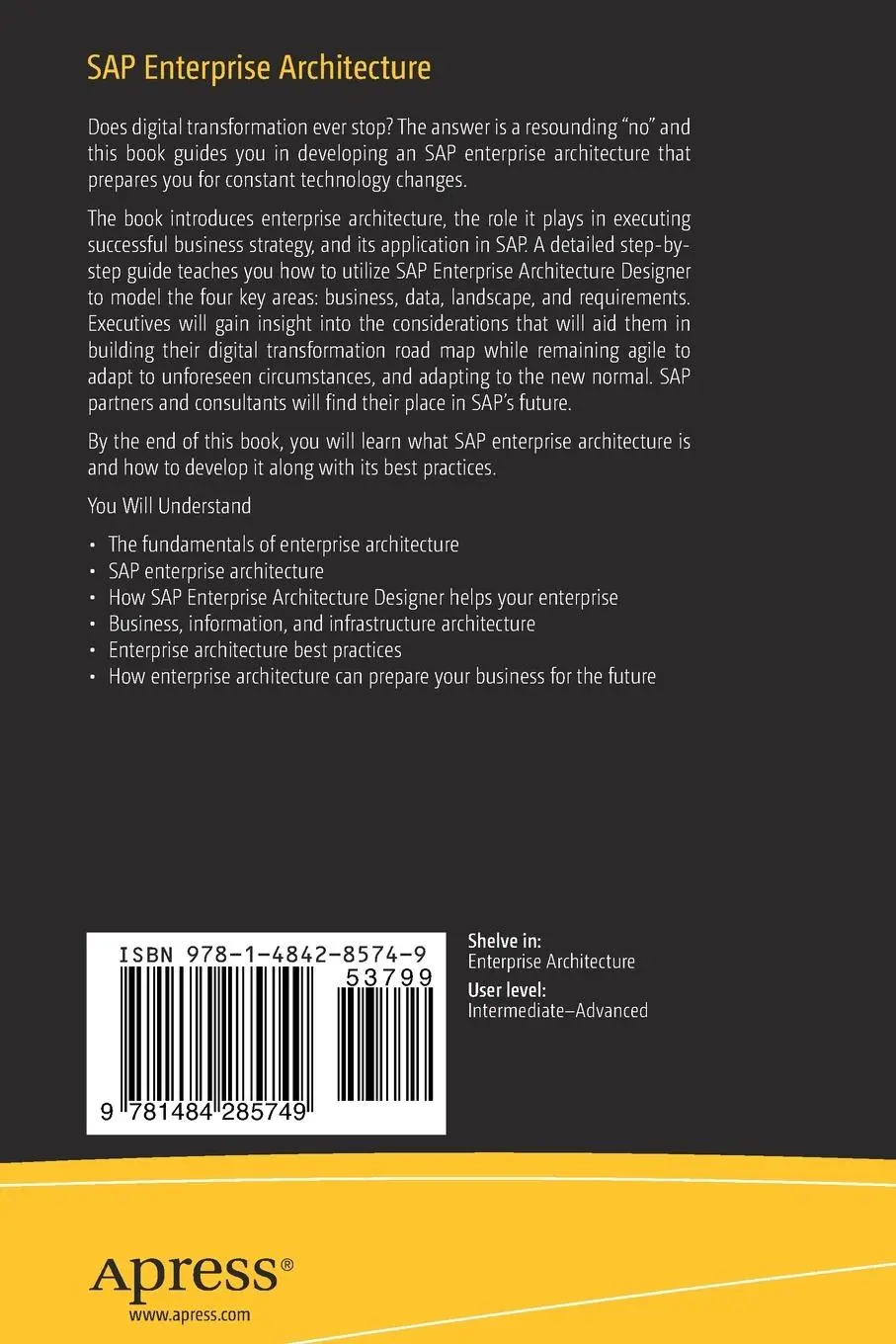 Rückseite: 9781484285749 | SAP Enterprise Architecture | Sheunopa Chalmers Musukutwa | Buch