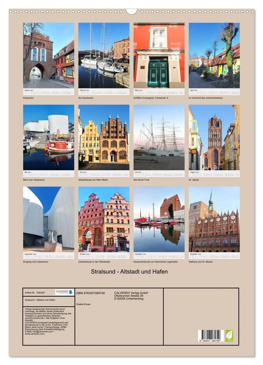 Bild: 9783457285749 | Stralsund - Altstadt und Hafen (Wandkalender 2026 DIN A2 hoch),...