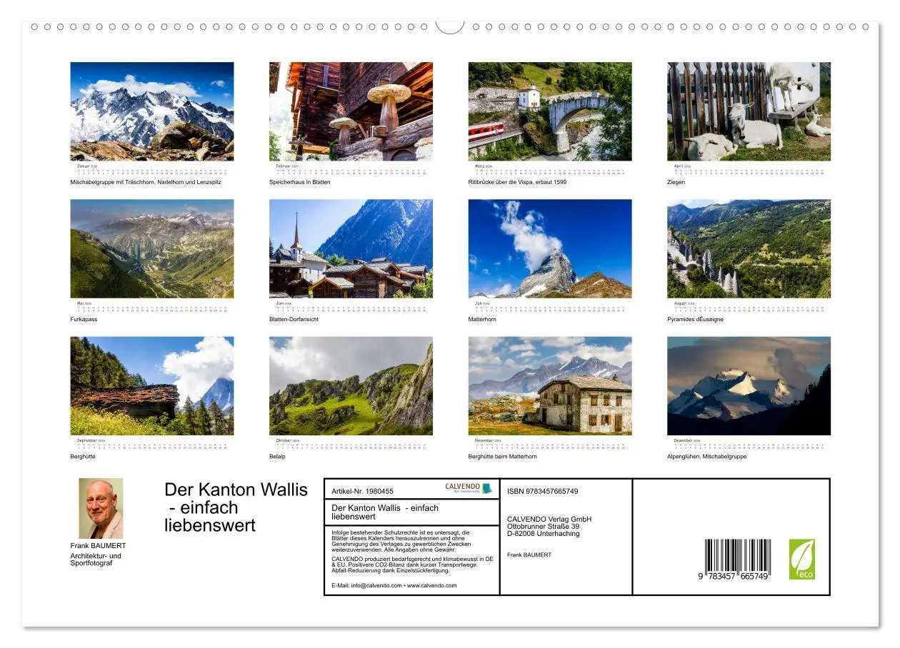 Bild: 9783457665749 | Der Kanton Wallis - einfach liebenswert (Wandkalender 2026 DIN A2...