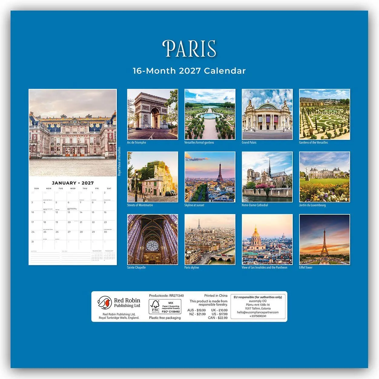 Rückseite: 9781837015849 | Paris 2027 - 16-Monatskalender | Robin Red | Kalender | 28 S. | 2027