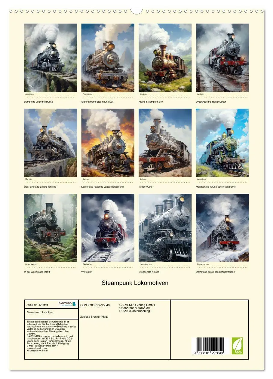 Bild: 9783516295849 | Steampunk Lokomotiven (hochwertiger Premium Wandkalender 2026 DIN...