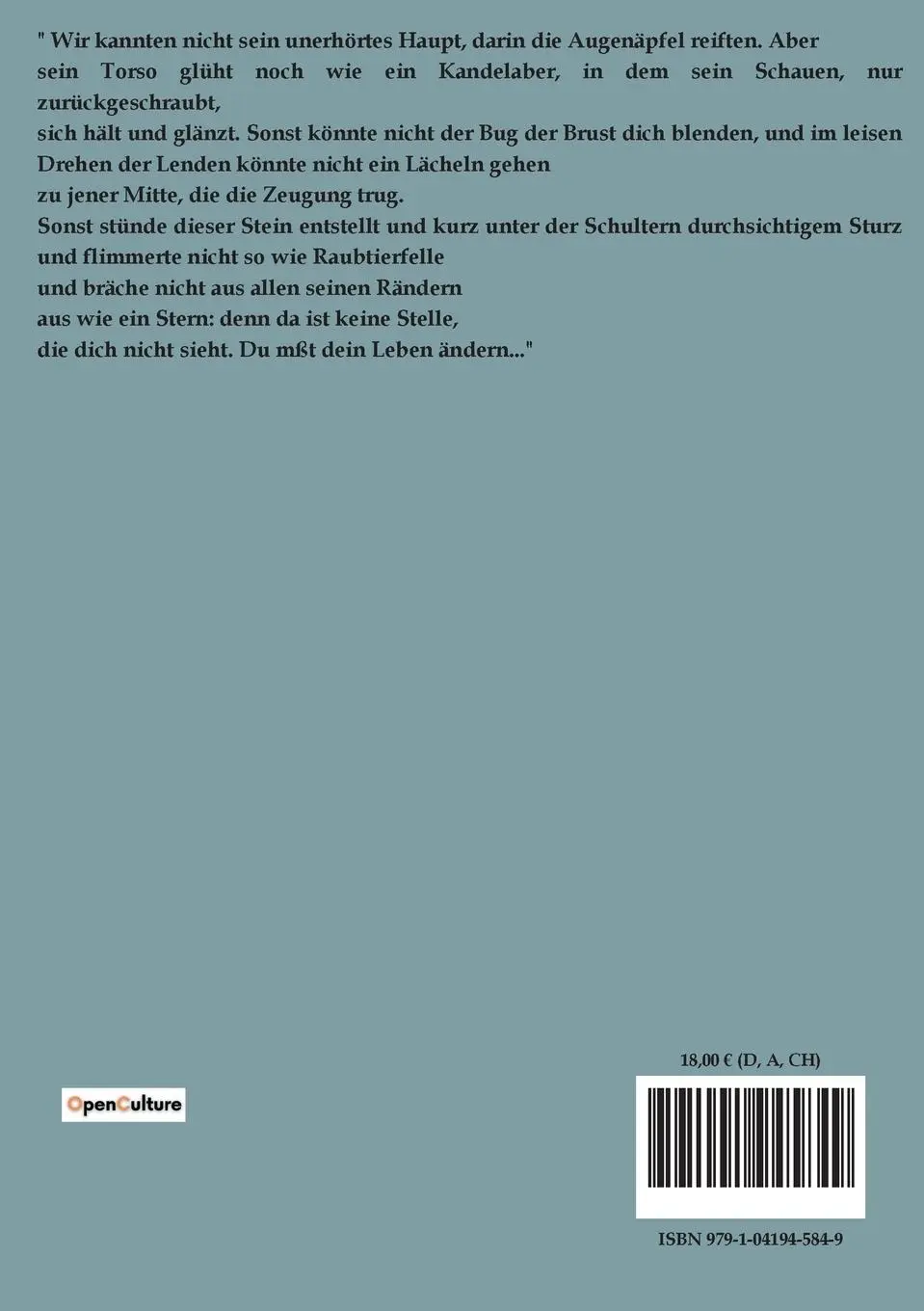 Rückseite: 9791041945849 | Der Neuen Gedichte Anderer Teil | Rainer Maria Rilke | Taschenbuch