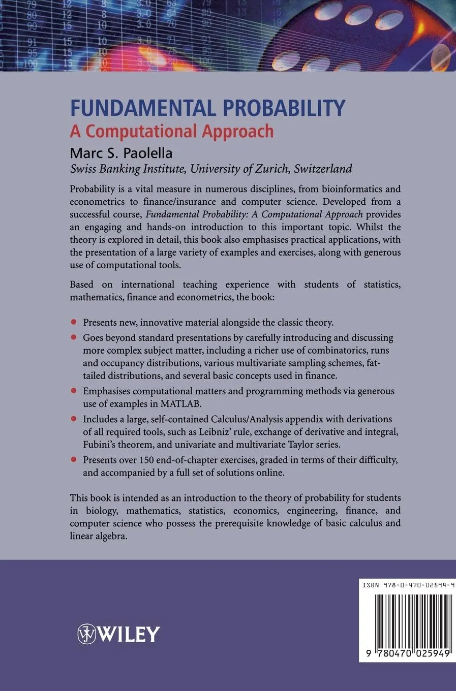 Rückseite: 9780470025949 | Fundamental Probability | Marc S Paolella | Buch | 488 S. | Englisch