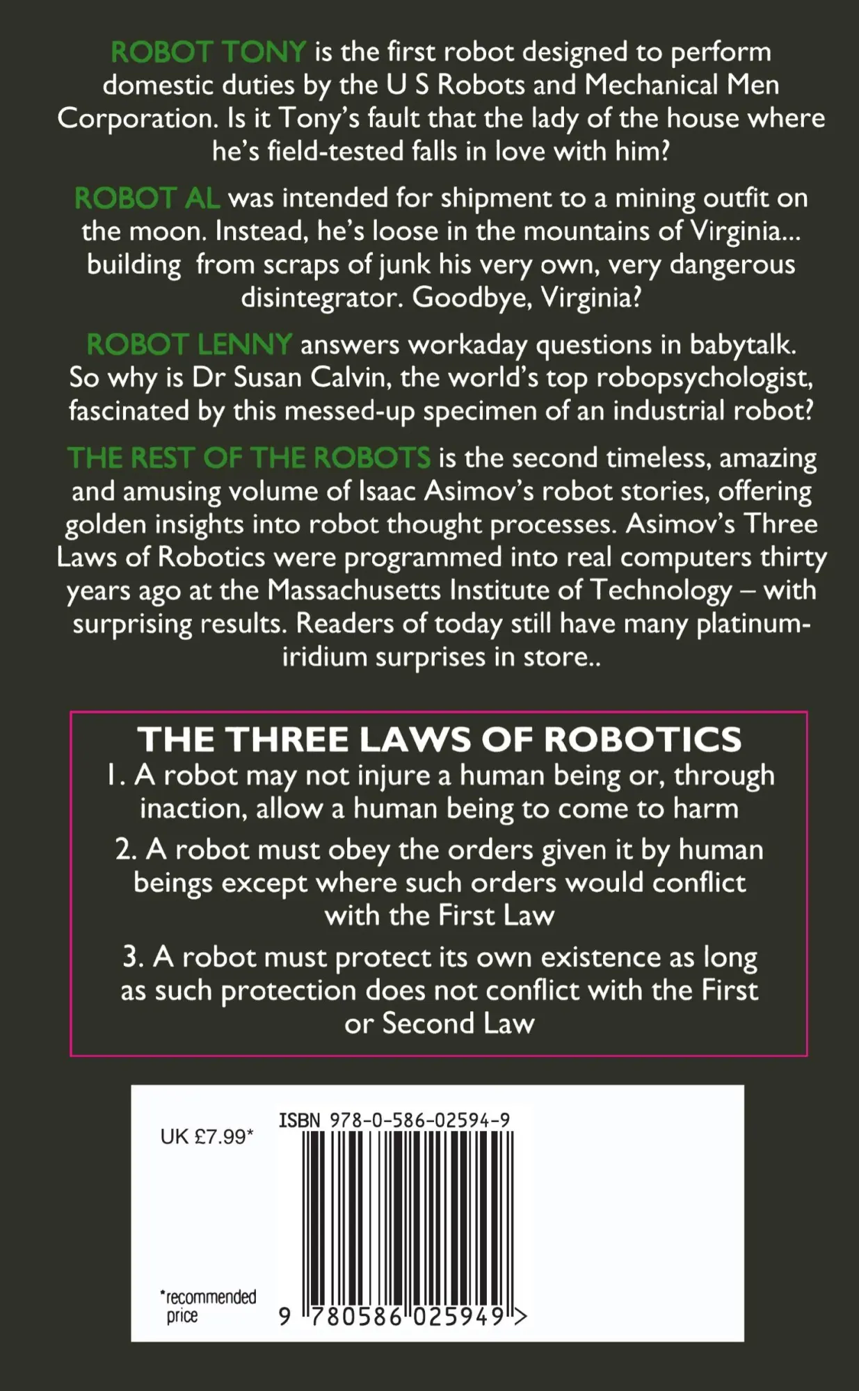 Rückseite: 9780586025949 | The Rest of the Robots | Isaac Asimov | Taschenbuch | Englisch | 1994