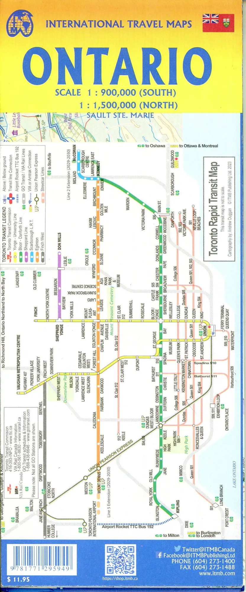 Bild: 9781771295949 | Ontario 1:900000 | ITM Travel Reference Map 1:900000 | (Land-)Karte