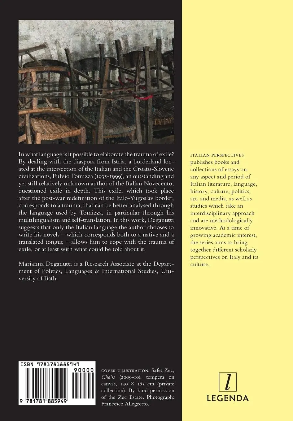 Rückseite: 9781781885949 | Fulvio Tomizza | Writing the Trauma of Exile | Marianna Deganutti