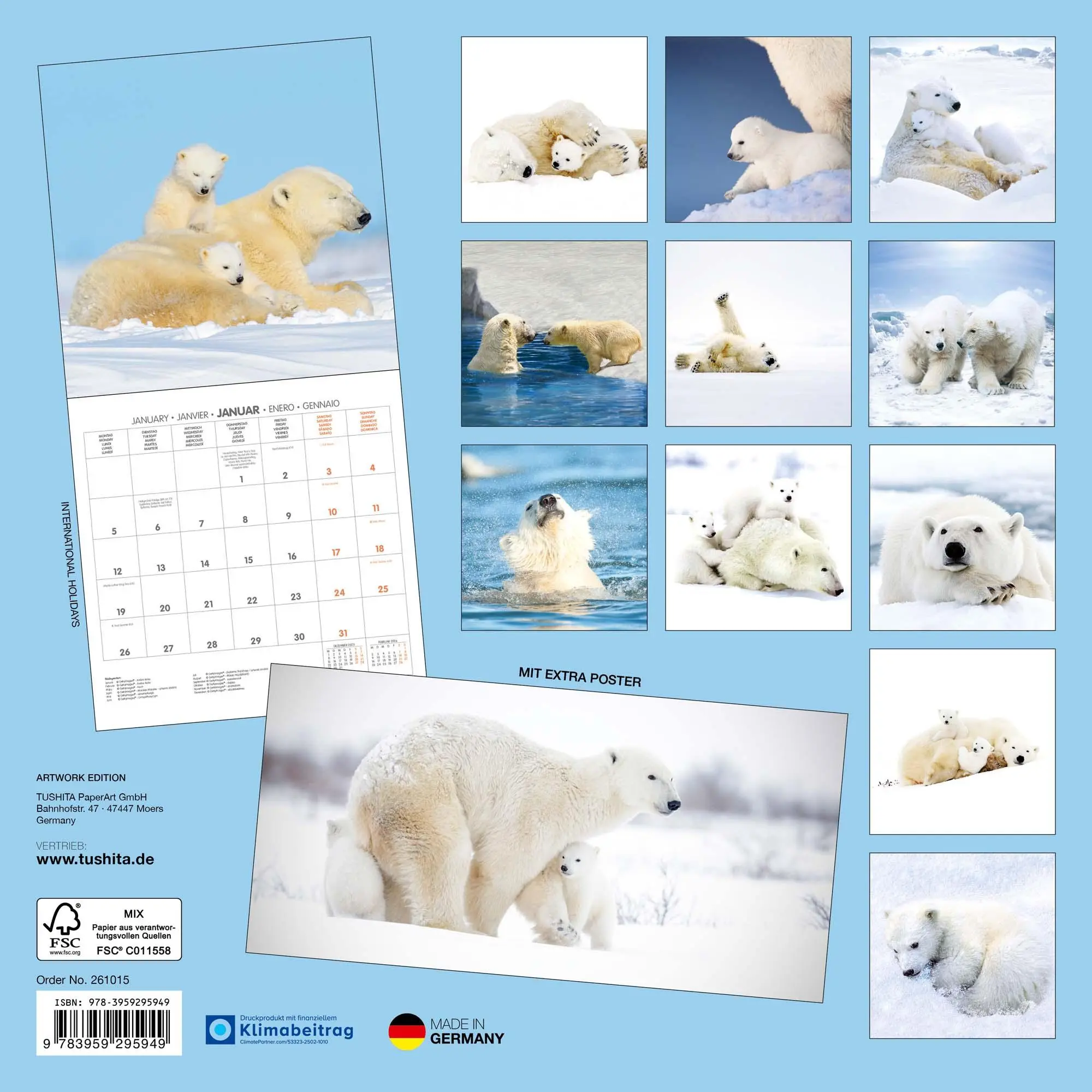 Rückseite: 9783959295949 | Eisbärchen/Polar Bears 2026 | Kalender 2026 | Kalender | 28 S. | 2026