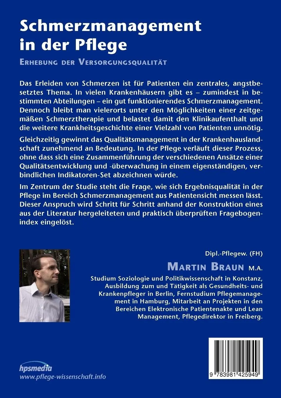 Rückseite: 9783981425949 | Schmerzmanagement in der Pflege | Erhebung der Versorgungsqualität