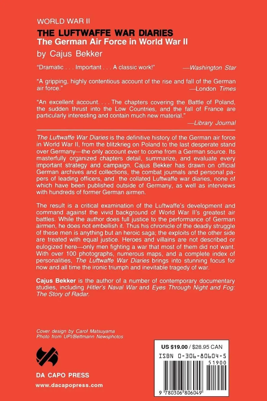 Rückseite: 9780306806049 | The Luftwaffe War Diaries | Cajus Bekker | Taschenbuch | Englisch