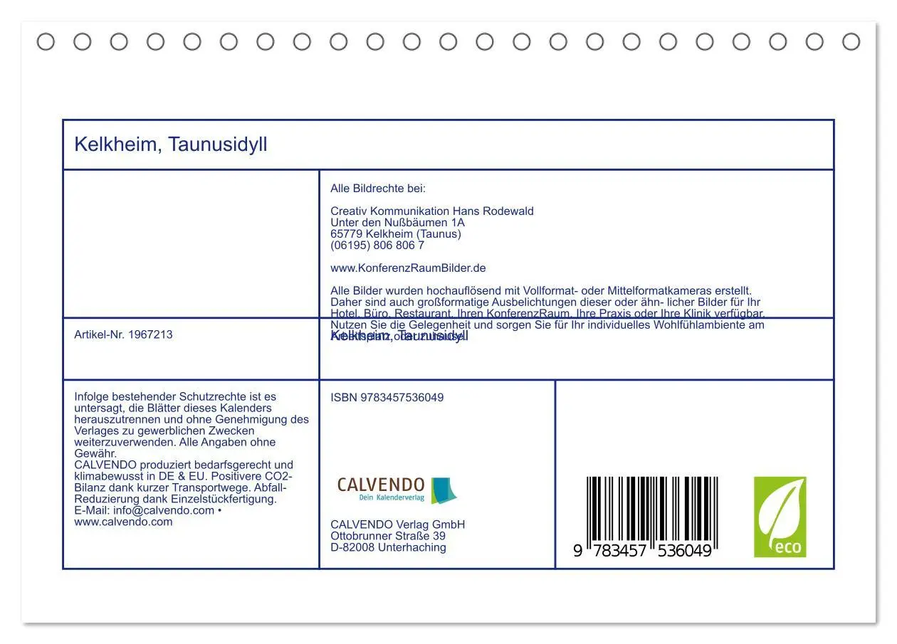 Bild: 9783457536049 | Kelkheim, Taunusidyll (Tischkalender 2026 DIN A5 quer), CALVENDO...