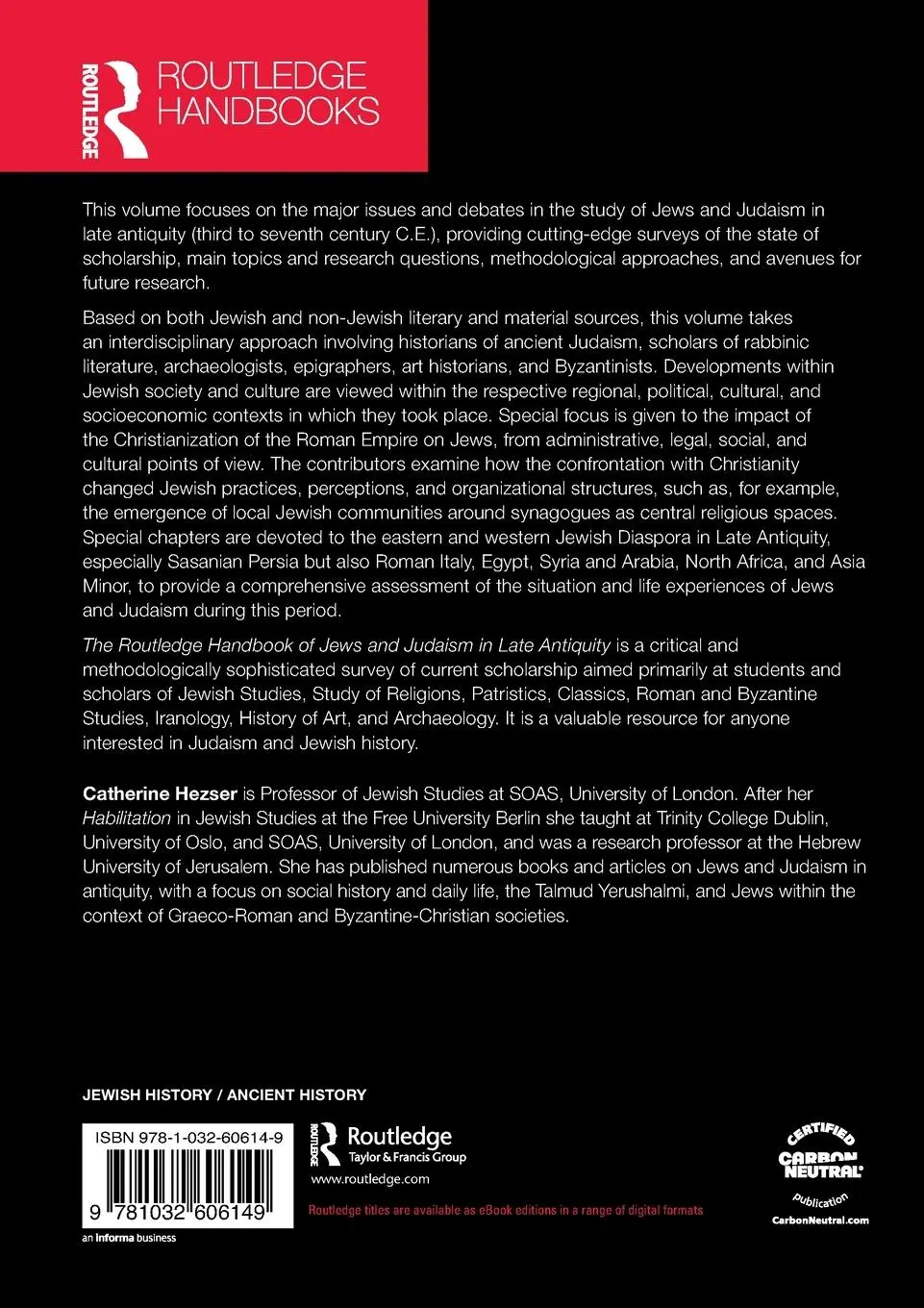 Rückseite: 9781032606149 | The Routledge Handbook of Jews and Judaism in Late Antiquity | Hezser