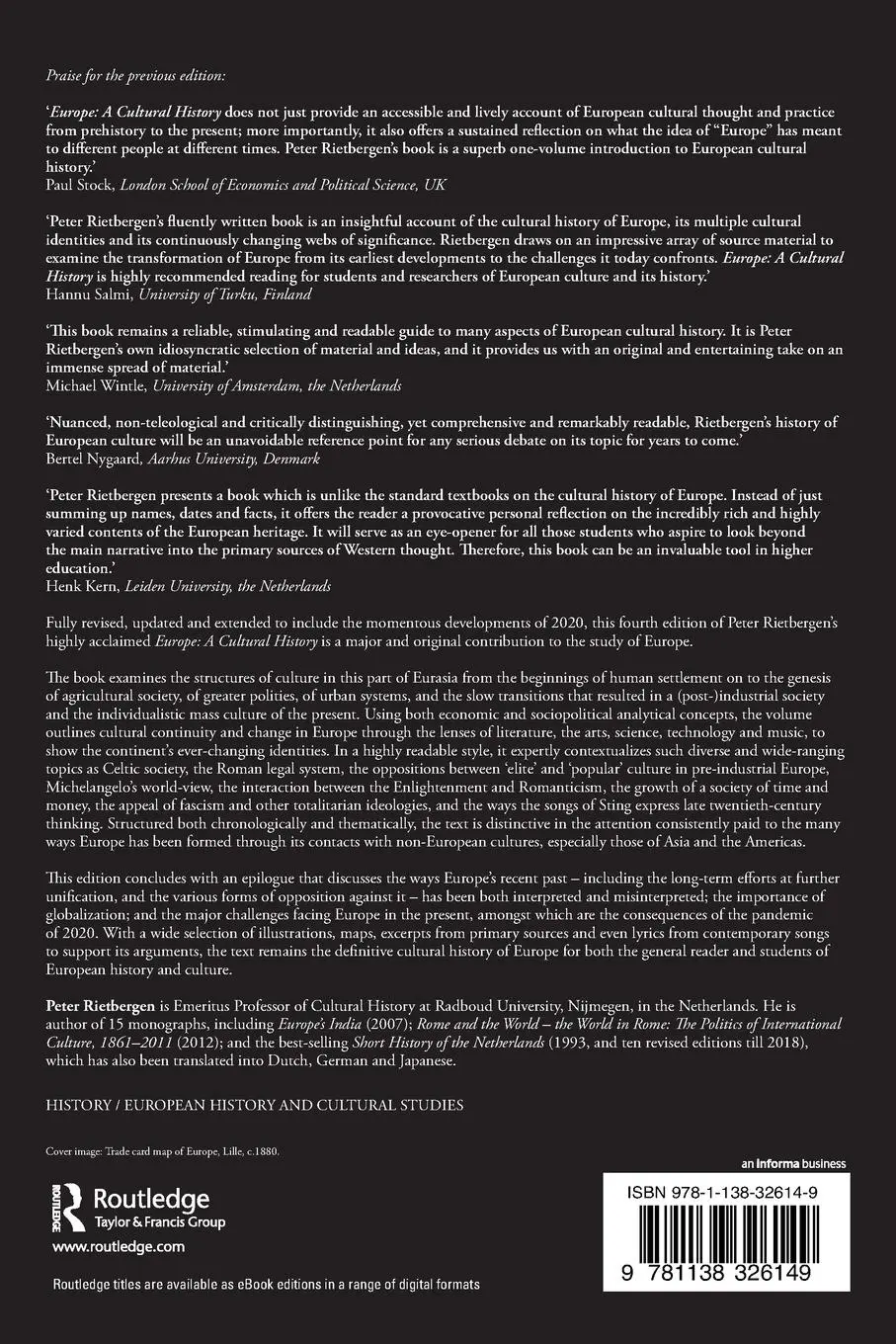 Rückseite: 9781138326149 | Europe | A Cultural History | Peter Rietbergen | Taschenbuch | 2020