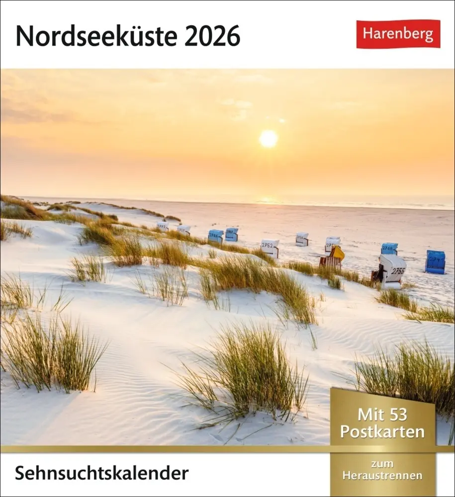 Cover: 9783840036149 | Nordseeküste Sehnsuchtskalender 2026 - Wochenkalender mit 53...
