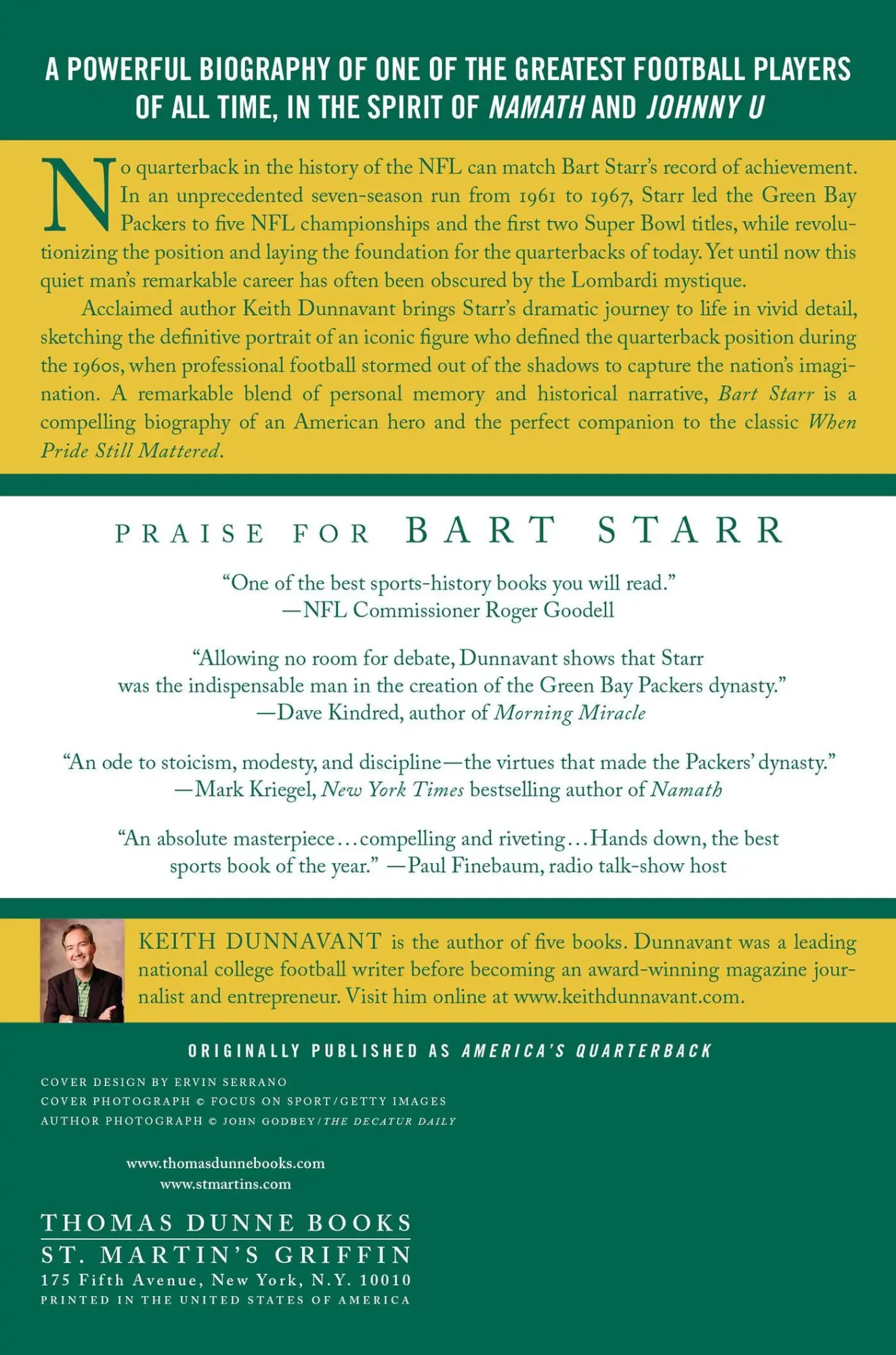 Rückseite: 9781250016249 | Bart Starr | Keith Dunnavant | Taschenbuch | Englisch | 2012