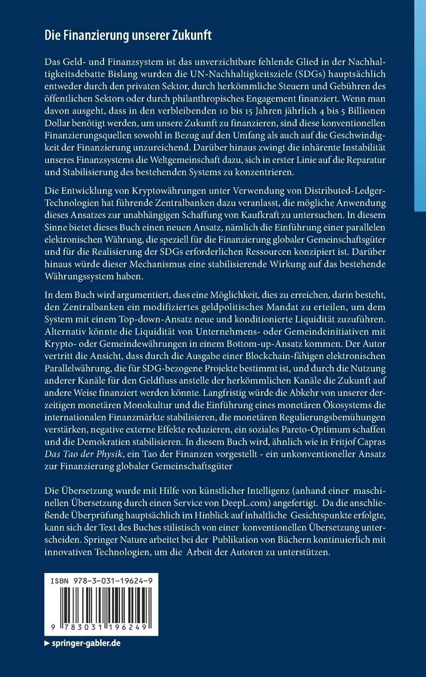 Rückseite: 9783031196249 | Die Finanzierung unserer Zukunft | Stefan Brunnhuber | Buch | xxix